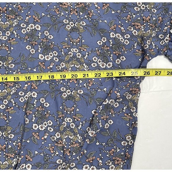 Max Studio Women Plus Size 1X Top Blouse floral Short Sleeve Blue Button NWT - Picture 6 of 8